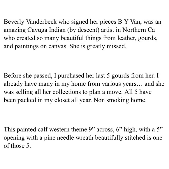 Western Farm Ranch Decor Bull Hand painted, signed Gourd Bowl w Pine Needle Rim - Picture 8 of 8